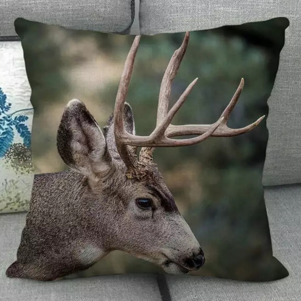 Deer Pillow Cover. Antlers Forest Hunting 🦌 Buck - Picture 1 of 10